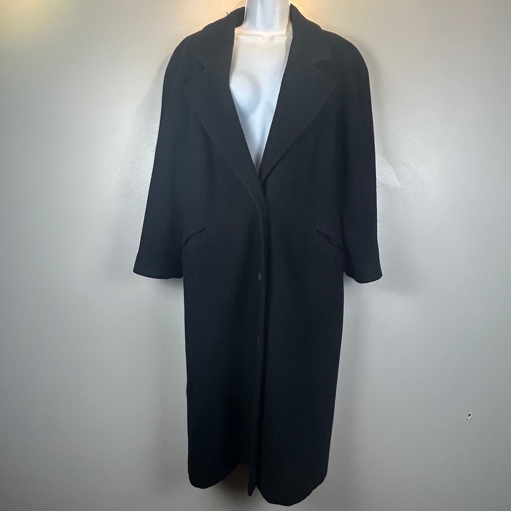 Sherwood Black Wool Blend Longline Overcoat Vintage Size‎ 10P Petite Coat